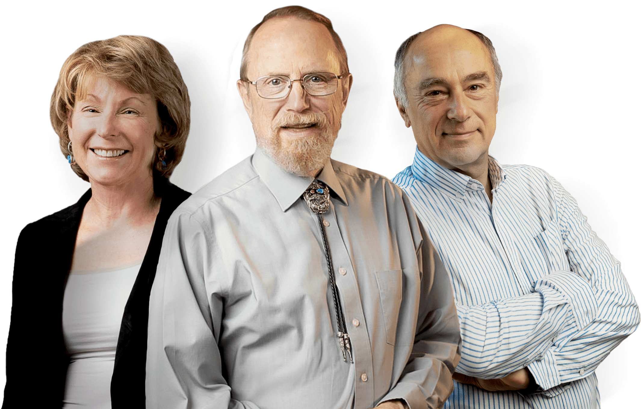 Theresa  Moyers, Bill Miller and Stephen Rollnick stand next to each other smiling